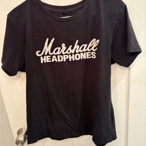 Marshall Black T-Shirt with White Script Logo